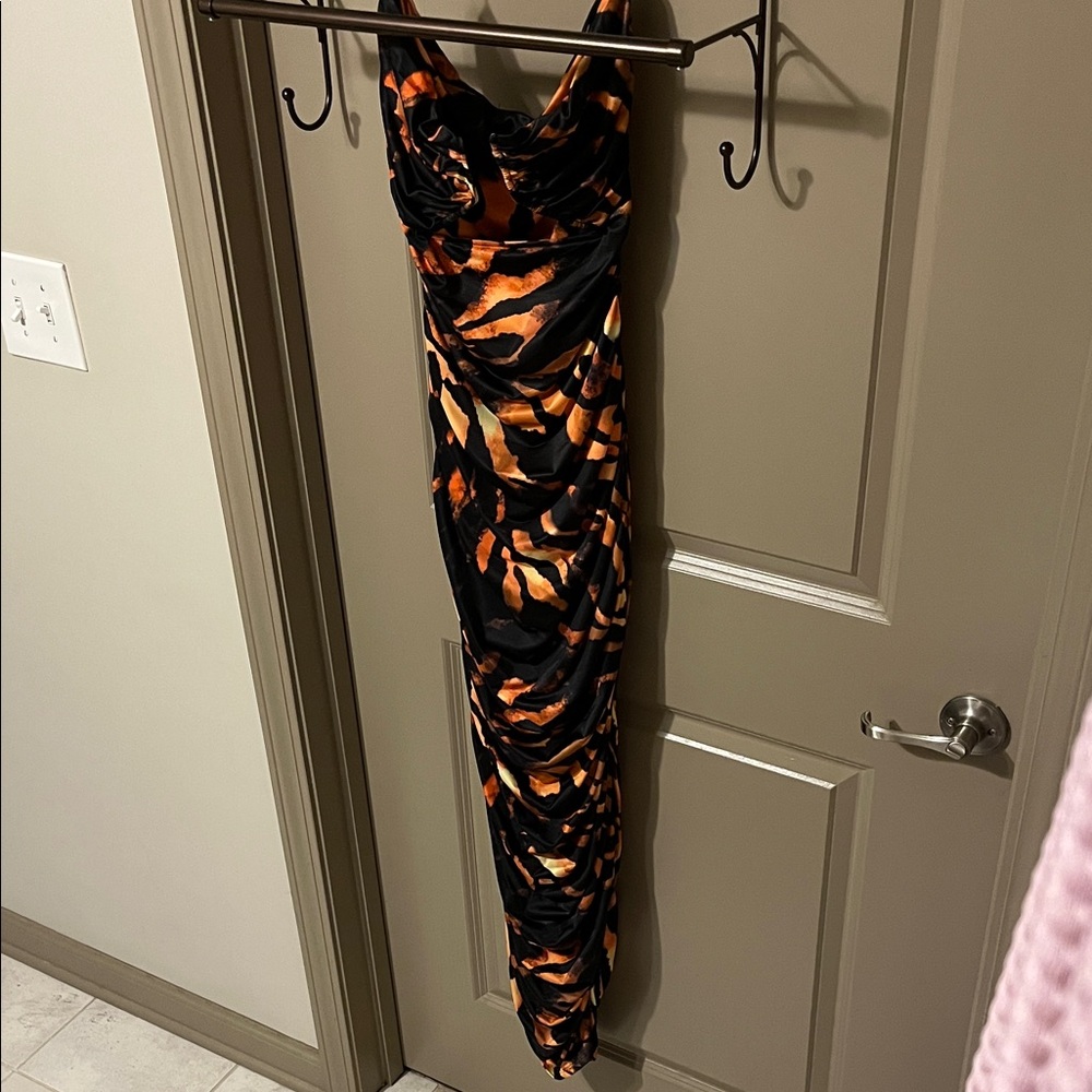 AFRM Alisha Hardware Ruched Midi Dress